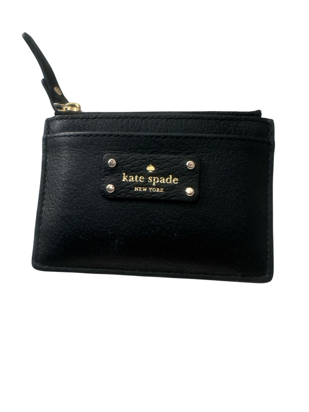kate spade Black Leather Zip Card Holder